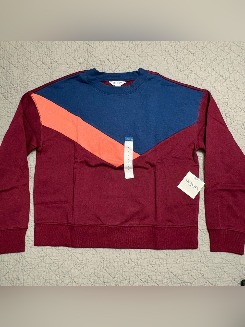 Color Block Sweatshirt Womens Small Arizona Jean Co. 90s Y2K Style Maroon & Blue